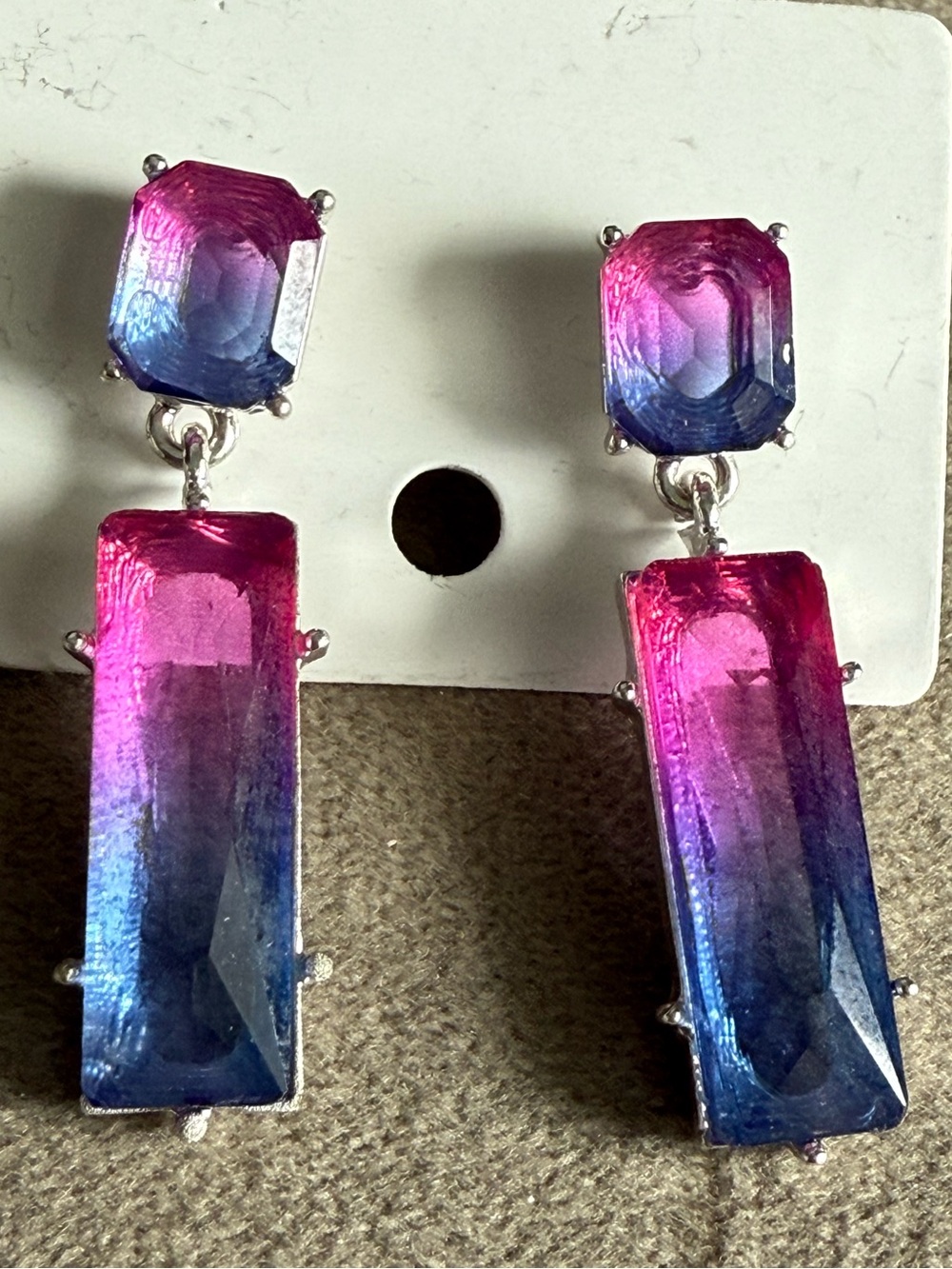 Gradient Pink to Blue Drop Earrings - Women Jewelry
